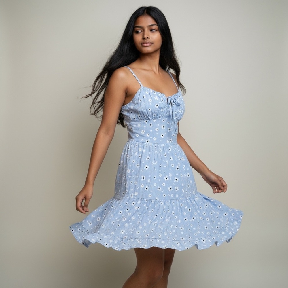 Hollister Light Blue Floral Mini Dress - Picture 4 of 14